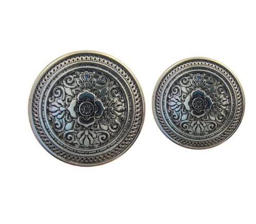 ani accessories Round Graceful Silver Flower in The Middle Metal Shank Button (Pack of 16) 8 Big and 8 Small Pack for Coat Blazer Suit, Sherwani and Indian Dresses Sports Coat Uniform Jacket-picture-12