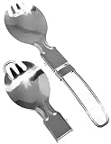 Outdoor Saxx® - Camping Klapp-Besteck, Gabel und Löffel in Einem - spart Gepäck, rostfreier Edelstahl, Ultra-leicht