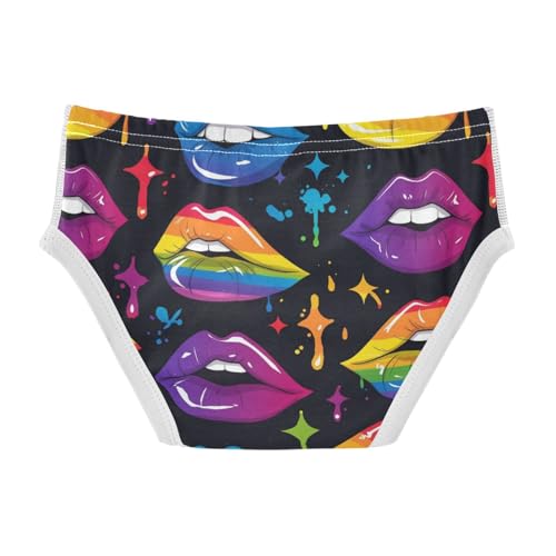 Wusikd Rainbow Boys' Underwear Cotton Colored Lips Boys Briefs Soft Toddler Underwear 2T2