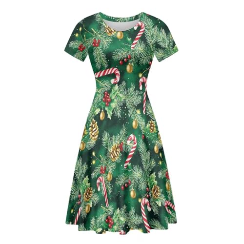 Image of AFPANQZ Womens Casual Summer Lightweight Vintage Dress Short Sleeve Midi Dress Knee-Long Luxury Formal Dress