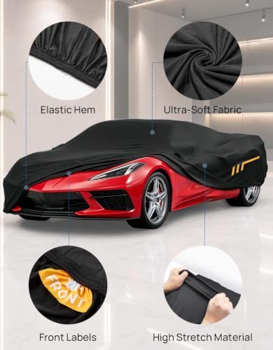 Image of JOYTUTUS Indoor Stretch Car Cover for 2020-2026 Corvette C8 Stingray Z06 | Ultra-soft Stretch Milk Silk Glides Over Paint to Prevent Scratches Custom Contours Indoor Car Cover