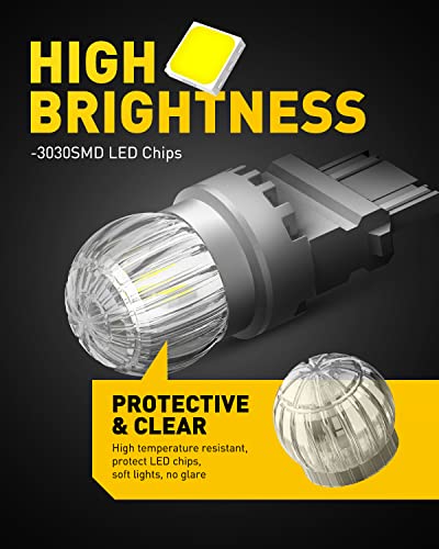 Image of AUXITO 3157 LED Bulb White, Reverse Light 3156 3056 3057 4157 3047 4057 3457 4114 Super Bright for Backup Lights Tail DRL Brake Signal Parking Lights, Pack of 2