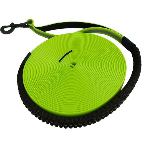 Schleppleine Biothane Romeo ca. 10 m – Reflektierend & wasserfest – mit Rückdämpfer & Haltegriff – für kleine & mittelgroße Hunde – ideal für Rückruf, Training & Freilauf (Grün)