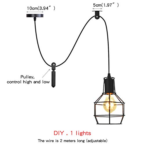 Lámpara de Techo Ajustable para Bricolaje Estilo Industrial con Cable Largo de 2 Metros 3
