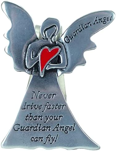 Cathedral Art (Abbey & CA Gift Angel Visor Clip, Never Drive Faster, 2-3/8-Inch, Metal, Silver