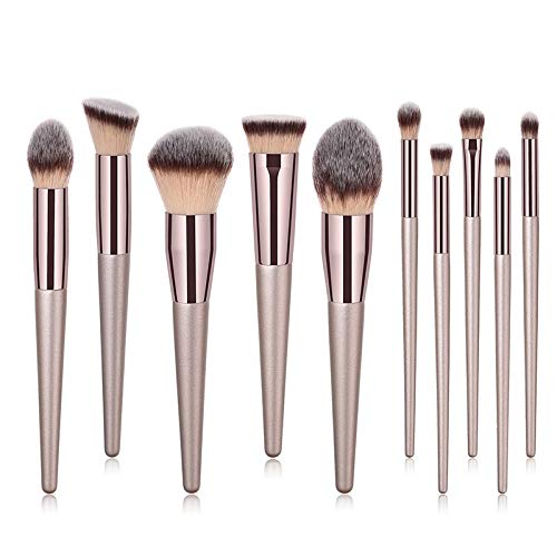 Kit pinceaux maquillage élégants de 10 pièces avec une pochette chic pour un teint parfait