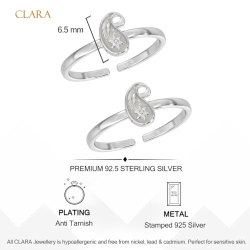Image of Clara 925 Sterling Silver Size Adjustable Toe Rings Pair Gift for Women