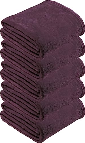 REDBEST Microfaserdecke Amarillo 5er-Pack, Fleece-Wohndecke, Kuscheldecke, Sofadecke dunkelviolett Größe 150x200 cm - kuscheliger Teddyfleece, extra weich & warm, leicht zu pflegen, waschbar