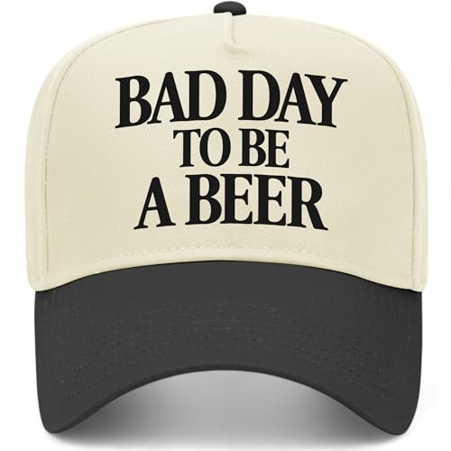 Bad Day to Be A Beer V2 Vintage Trucker Hat | Funny Premium Snapback Baseball Hat for Men & Women (US Alpha One Size Black/Natural)