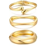💗 GOLD BANGLE KIT: The cleverly designed multi-layer bracelet combines rigid bangles and twisted rigid fine bangles. Beautiful and Elegant, simple but Fashionable. Perfect for layering and creating a unique, boho look. Textured designs add extra styl...