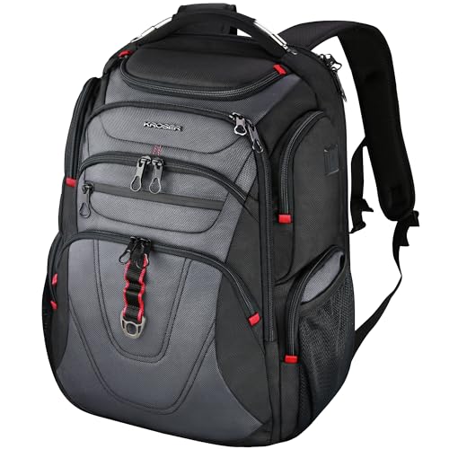 Image of KROSER TSA Friendly Travel Laptop Backpack 17.3 inch XXXL Gaming Backpack Water-Repellent College Daypack Business Backpack with RFID Pockets & USB Port for Men /Women-Black /Grey