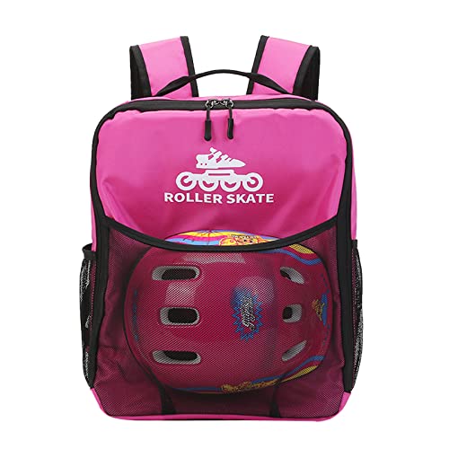 XINBALOVE Bolsa para Patines, Mochila para Patines, Bolsa de Almacenamiento para Patines en línea para Patines de Hielo, Bolsa para Patines Profesionales para Hombros para niños- M Rose Red