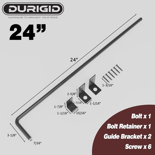 Image of 24 Inch Gate Cane Bolt Gate Ground Drop Rod, Heavy Duty Drop Rod Gate Latch for Wooden Vinyl Fence, Black Finished Cane Bolts for Gates, 1 Pack