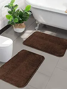 SARAL HOME EASY LIVING Microfiber Anti-Skid Bath Mat Pack of 2 (Brown, 35X50 Cm)