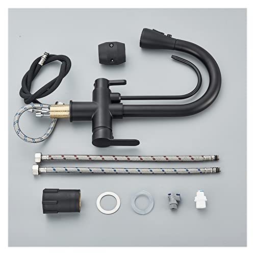 Grue filtrée noire mate pour cuisine mitigeur évier trois voies rotatif ZX J2Z - 8