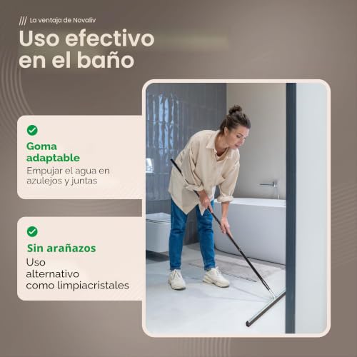 Extractor de agua para suelo y ventanas Novaliv de 60 cm con mango largo de 137 cm 8