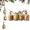   Mie-Creation-Set-of-4-Rustic-Vintage-Cow-Bells-Cluster-on-Jute-Rope-Christmas-Tree-Decorations-Handmade-Metal-Harmony-Cowbells-Shabby-Chic-Wall-Hanging-Holidays-Wreath-decor-Antique-Gold-34-inch
