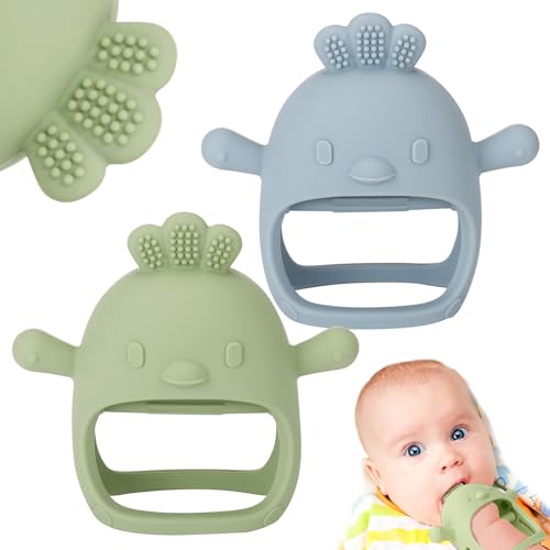 Image of Socub 2 Pack Silicone Baby Teether Toys for Infants 3-6 6-12 Months, BPA Free Anti-Drop Silicone Mitten Teething Toy, Baby Chew Toys for Sucking Needs, Newborn Essentials & Baby Shower Gifts(Girl/Boy)