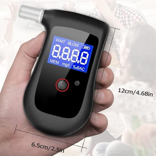 Image of Portable Alcohol Tester Breath Analyzer- Digital LCD Display, High Accuracy, Fast Results, Easy-to-Use, with 6 Mouthpieces - Ideal for Personal & Professional Use (Model:- S60)