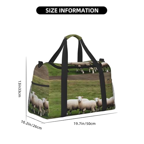 Lambs and Sheep print Large Canvas Travel Duffel Bag Weekender Bags for Women Overnight Bag Carry On Tote Bag4