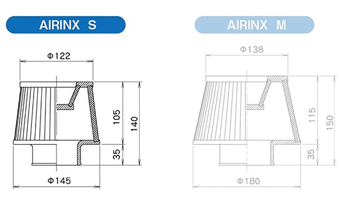 GReddy Airinx Filtro Aria AY-S (sm) - Uso generico - 80mm PN: 12500603