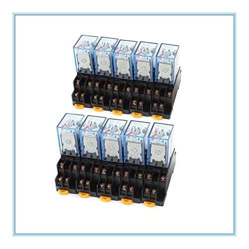 Relais indicateur LED vert MY4NJ HH54PL AC 110V de précision avec socle rail DIN 14 broches