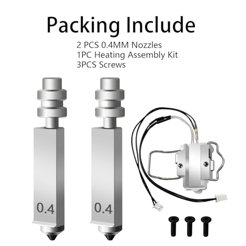 RugooSpink 2PK 0,4 mm Düse & Hotend Heizungsmontage für Kobra X 3D Priner Heizelement Komponente Kit gehärtete Düse Extruder Ersatz Hot End Heizungskomponente für Anycubic Kobra X Zubehör