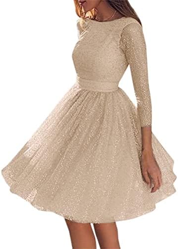 ORANDESIGNE Samtkleid Damen Langarm - Elegantes Abendkleid Für Hochzeit & Weihnachten
