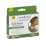 TheraCare Targeted Pain Relief Medicated Patch | Neck, Shoulder, Small Areas | 20-Count | 2.83” x 1.81” | Topical Analgesic | Camphor, Menthol, Methyl Salicylate | Gentle Adhesive