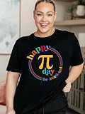 YZMI Pi Day Shirt Women Happy Pi Day Be Irrational Tshirt Funny Pie Day Graphic Tee Gift for Teacher Black M