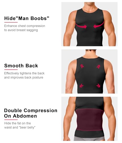 Gotoly Men Compression Shirt Shapewear Slimming Body Shaper Vest Undershirt Tummy Control Tank Top4