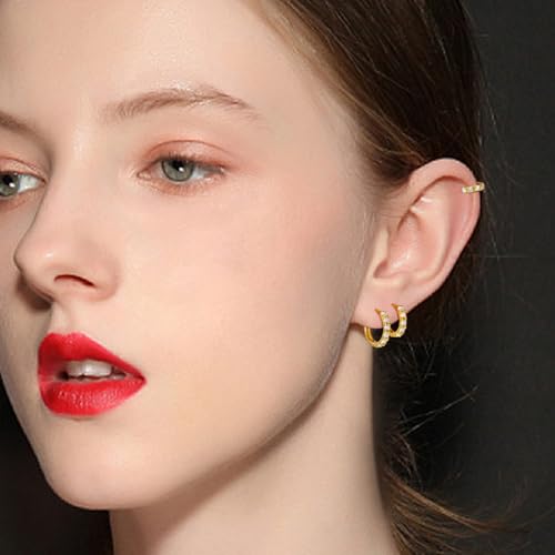 Tiny Mini Opal Huggie Hoop Earrings Upper Ear Cartilage Helix 18k Gold Plated Silver Minimalist Simple Small 10mm 8mm 6mm Hoop Earrings4