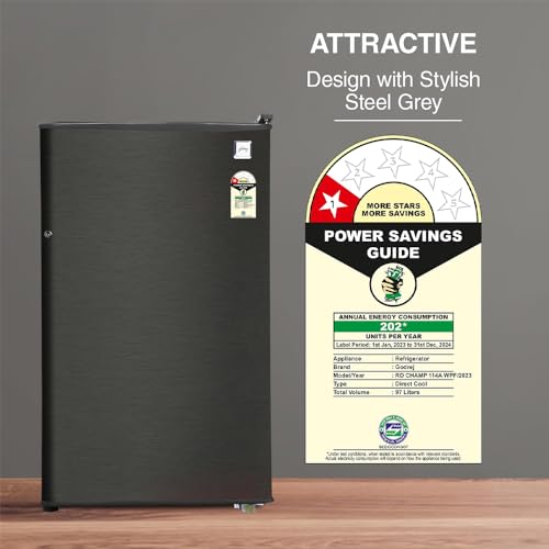 Image of Godrej 97 L 1 Star Direct Cool Single Door Refrigerator With Jumbo Vegetable Tray (RD CHAMP 114A WPF FS ST, Fossil Steel)