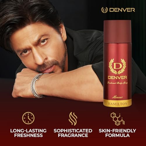 Denver Honour Deodorant Body Spray for Men, Pack of 3 (165ml Each) | Long-Lasting Fragrance and Odor Protection | Fresh Citrus with Spicy Woody and Amber Notes for a Charismatic, Refined Presence
