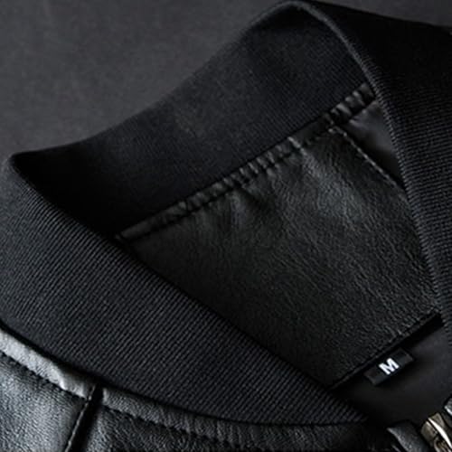 Blouson bomber noir en polyuréthane synthétique avec fermeture éclair intégrale