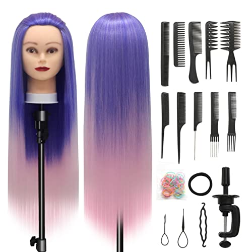 Styling Head 28 inch Hairdresser Training Head 100% Synthetic Fiber Hair Styling Head
