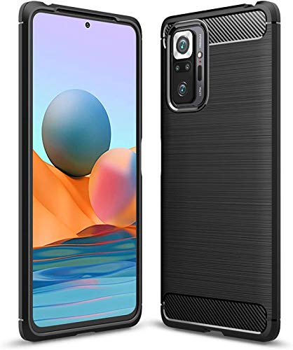 Image of NPRC Hybrid Ultra Slim Protective Case TPU Non-Slip Carbon Fiber Texture Shockproof Case Cover for Redmi Note 10 4G - Black