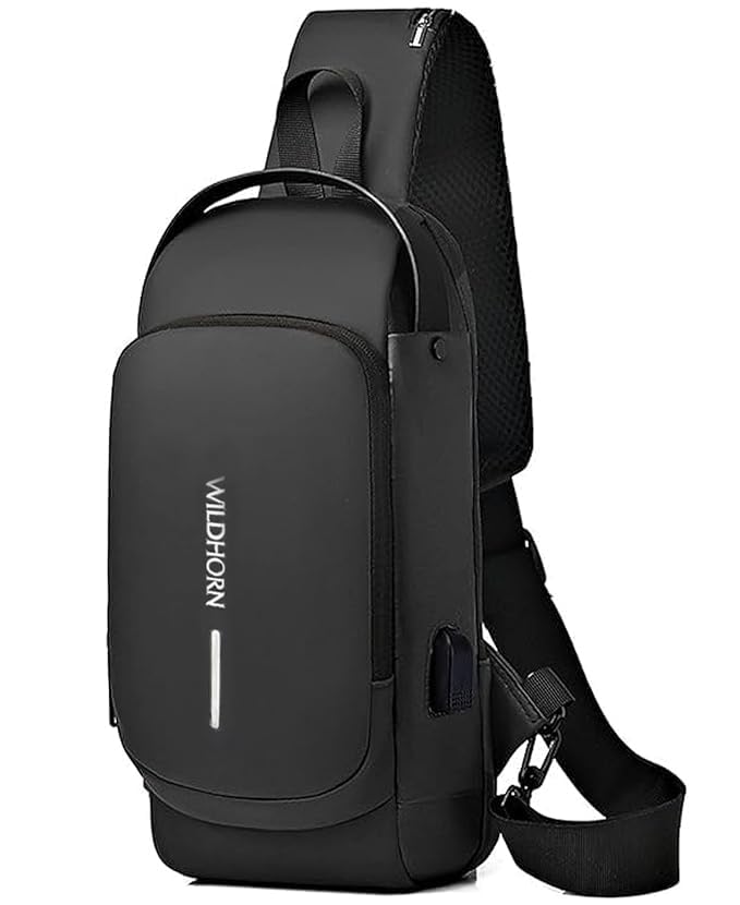 AeroShield Waterproof Anti-Theft Sling Bag for Men & Women | Crossbody Chest Shoulder Bag with USB Charging Port | Lightweight, Travel & Daily Use | Adjustable Strap