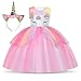 Foierp Unicorno Vestito Bambina, Costumi Unicorno Bambina Festa Cosplay Abito da Sposa Carnevale Ballo Abito Festa di Compleanno Vestito della Principessa