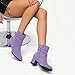 NUMALEO Lavender Womens Fashion Casual Ankle High Buckle Comfort Heeled Solid Round Toe Ankle Adjustable Strap Synthetic Ankle Boot Size 8