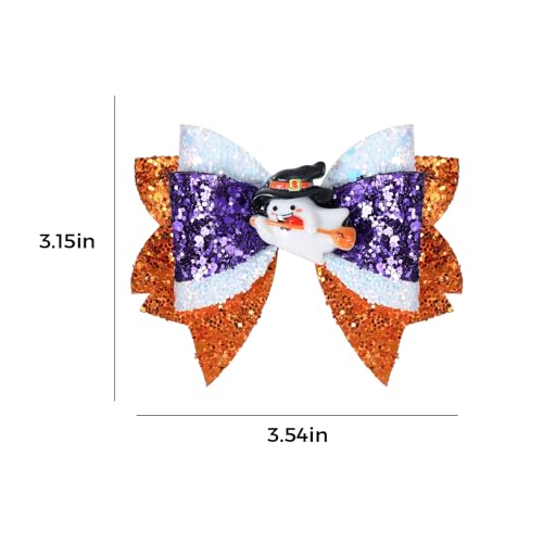 Pinzas para cabello con moño Halloween 3.5 pulg glitter miniatura 5