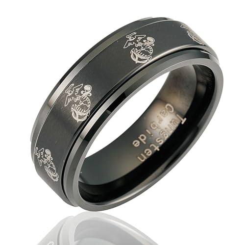 100S JEWELRY Black Tungsten Spinner Rings For Men Women American Flag Air Force Skull Dragon Design Wedding Band Promise Engagement Size 6-162