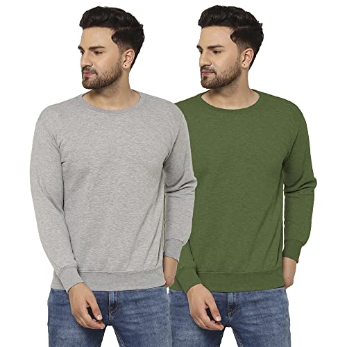 Image of Mack Jonney Fleece Round Neck Sweatshirt for Men (Pack of 2)-SW RN MLG OLV 02-P