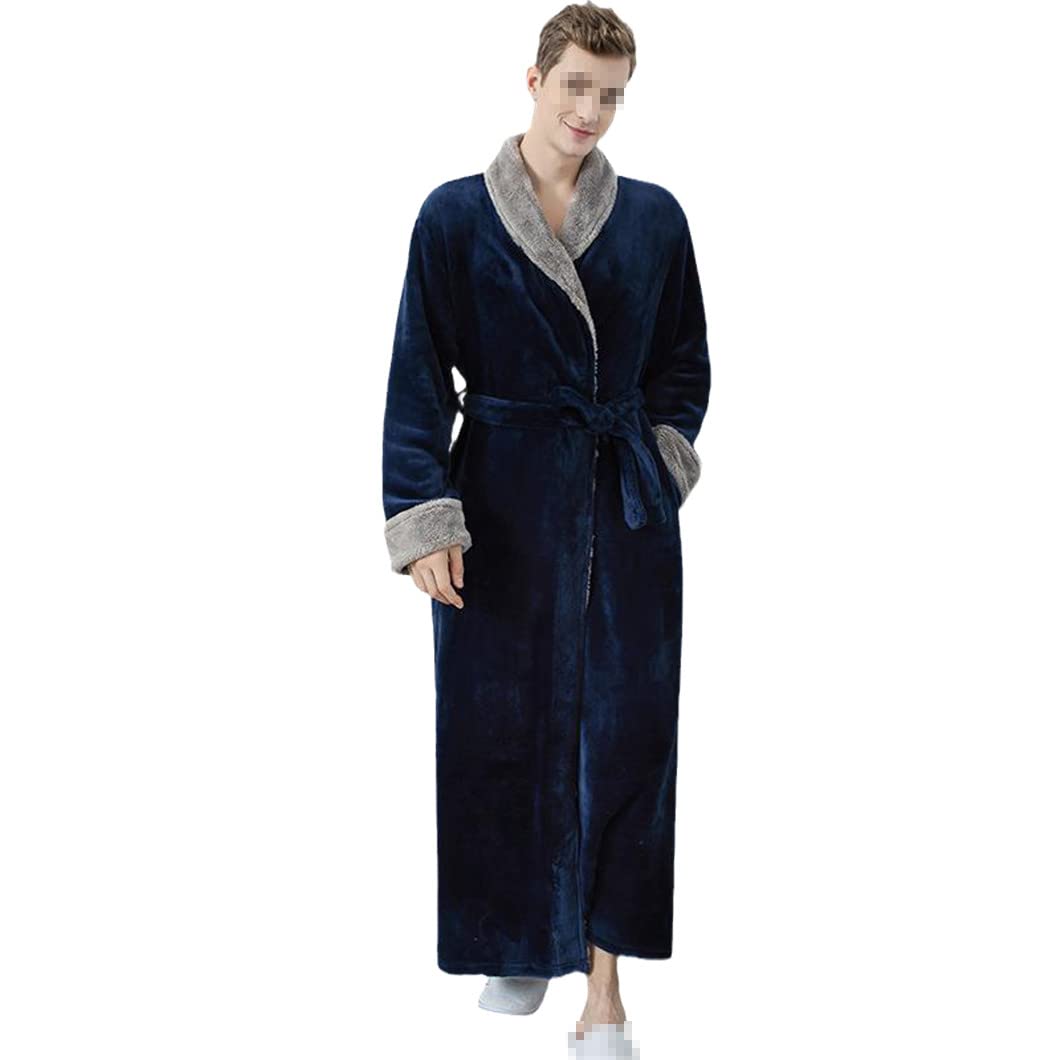 keusyoi Zimowa męska bielizna nocna pogrubiona flanelowa kimono szlafrok bielizna nocna damska na co dzień miękka koszula nocna z polaru szlafrok domowy