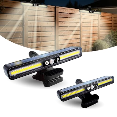 Surplex Lot de 2 lampes solaires clipseables pour extérieur, 36 LED, détecteur de mouvement, étanchéité IP65, 3 modes, double support, pour clôture,...