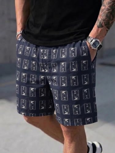 Image of Men's Cotton Casual Shorts |Striped Half Pants for Men |Comfortable | Elastic Waist with Drawstring | Lightweight & Comfortable for Beach Vacations, Casual Daily Outings & Sleepwear Bermuda Shorts