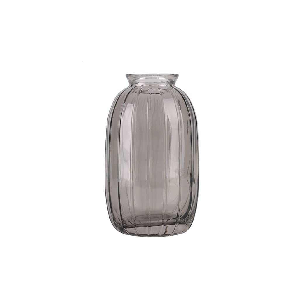 Vase en verre gris de 12cm pour petit bouquet et décoration de salon rétro