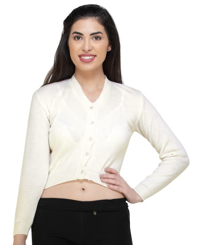 Image of Women Winter Wear V-Neck Full Sleeves Regular Fit Woollen Blouse