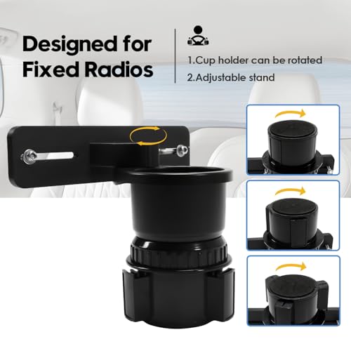 Upgrade Cup Holder Radio Mount, CB Radio Mounting Brackets Drinks Cup Holder Mount Fit for CB Satellite Radio & All Universal 2 Hole CB Mounting Bracket - Thumbnail 4