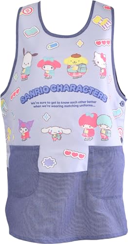 サロンジェ サンリオキャラクターズ エプロン 転写切替 キャラMIX M〜L ネイビー 880244 ハローキティ マイメロディ クロミ シナモロール ポチャッコ ポムポムプリン リトルツインスターズ